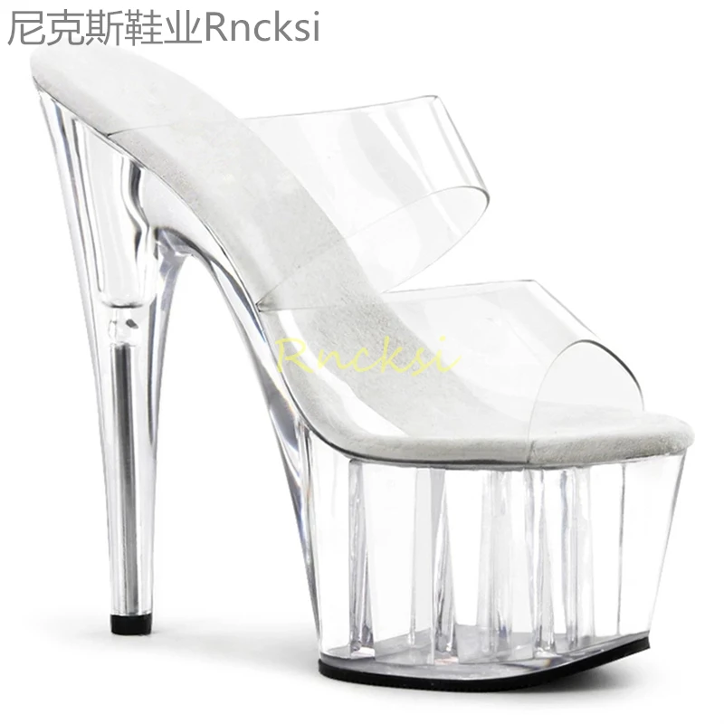 17cm Summer sandals with sexy stilettos with slippers and fashionable high heels.