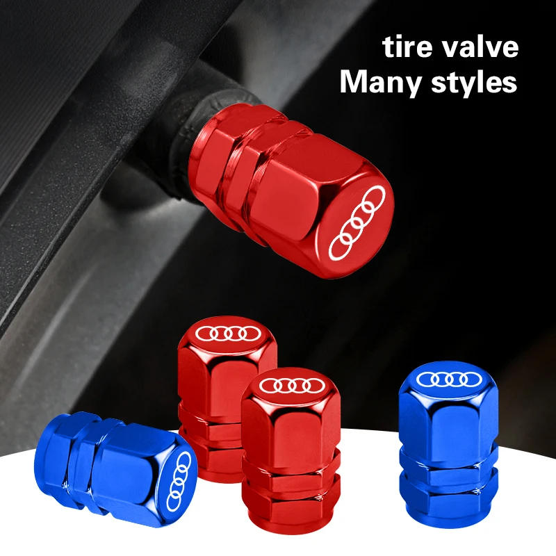 4Pcs Metal Bolt-in Wheel Tire Valve Caps Car Emblem Dust Accessories For Audi Sline A3 A1 A4 B8 B7 A6 C7 A5 A7 A8 B9 B6 C6 Q2 Q3