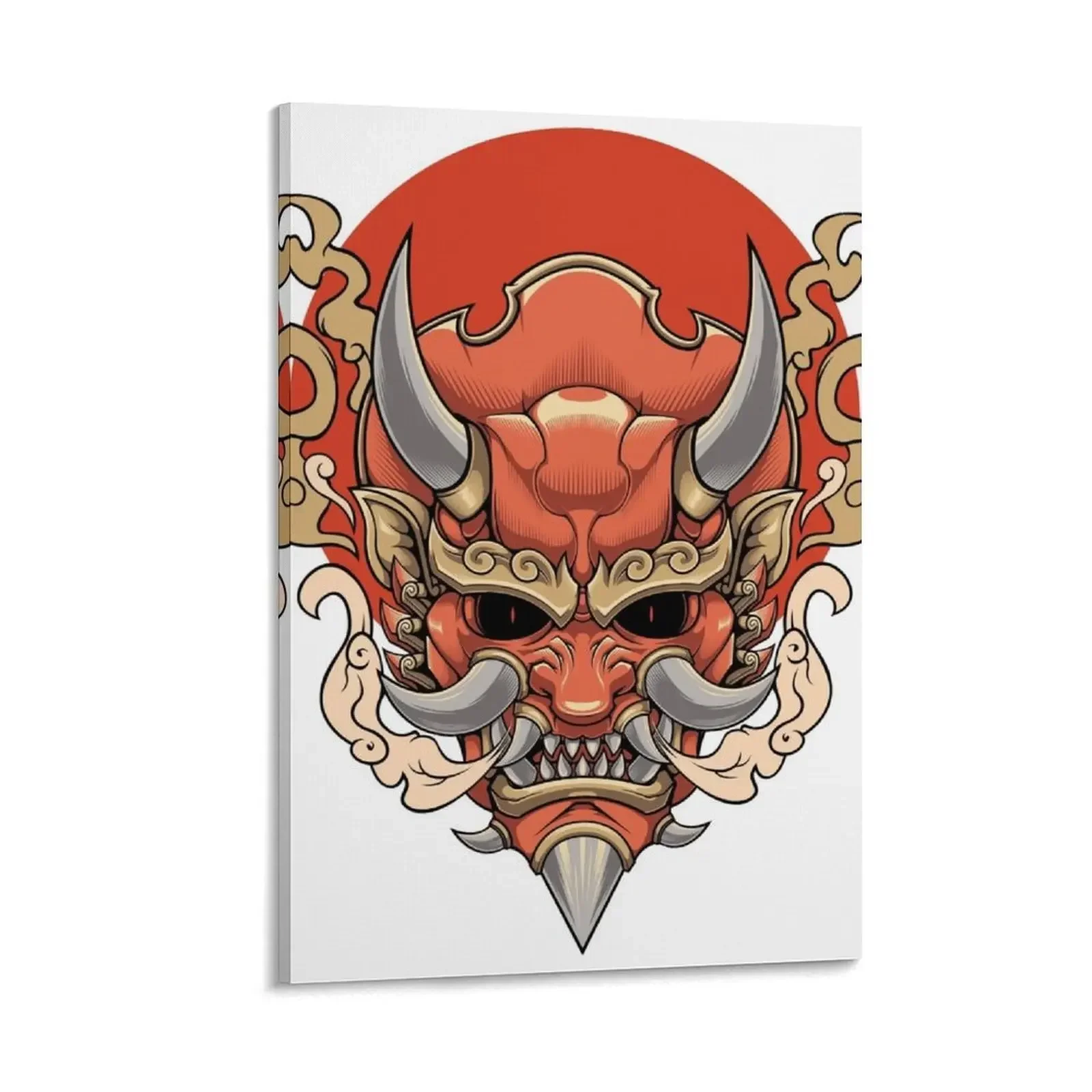 

Japanese Oni mask Illustration Canvas Painting Decorative picture pictures for wall Luxury living room decoration