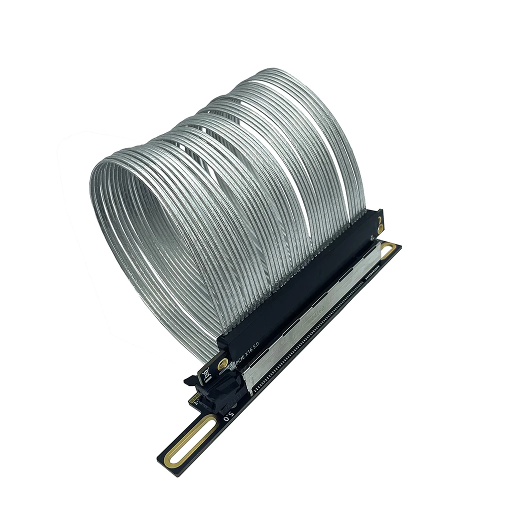 كابل تمديد بطاقة الرسومات PCI-E 5.0 X16 كابل مطلي بالفضة GEN5 64GB\S 270 °   كابل تمديد وحدة معالجة الرسومات لهيكل 217e NZXT H1