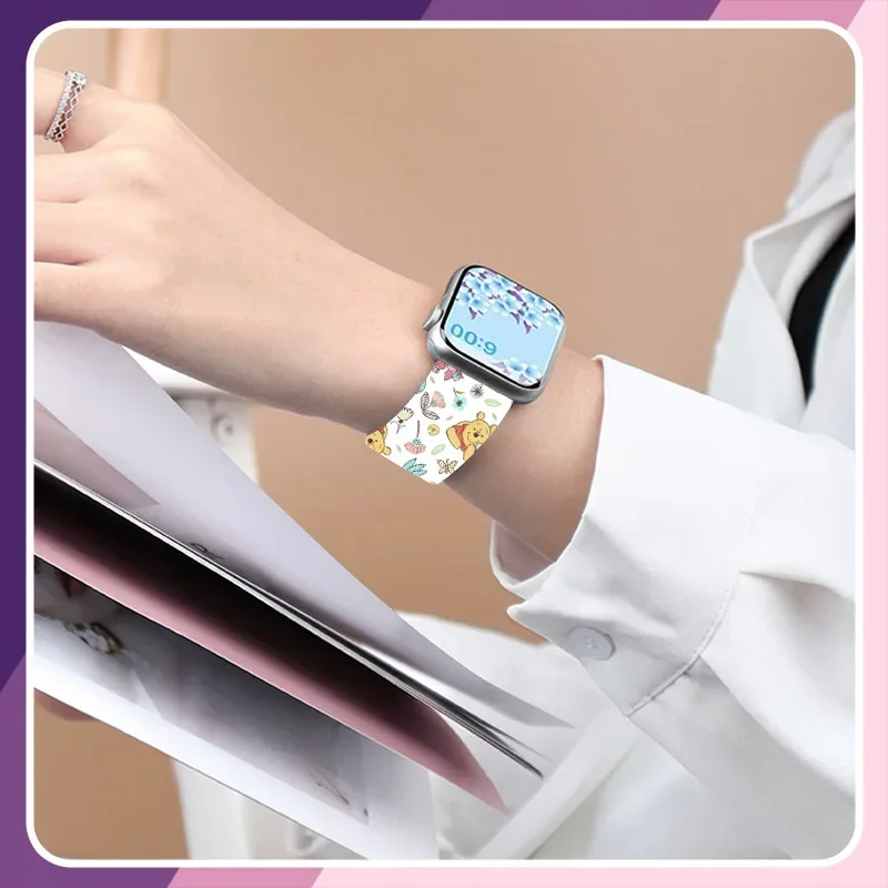 Disney Winnie Pooh Strap For iWatch Band 45mm 44mm 42mm 41mm 40mm 49mm correa bracelet iwatch series ultra 9 7 se 3 6 8 5 4 Gift