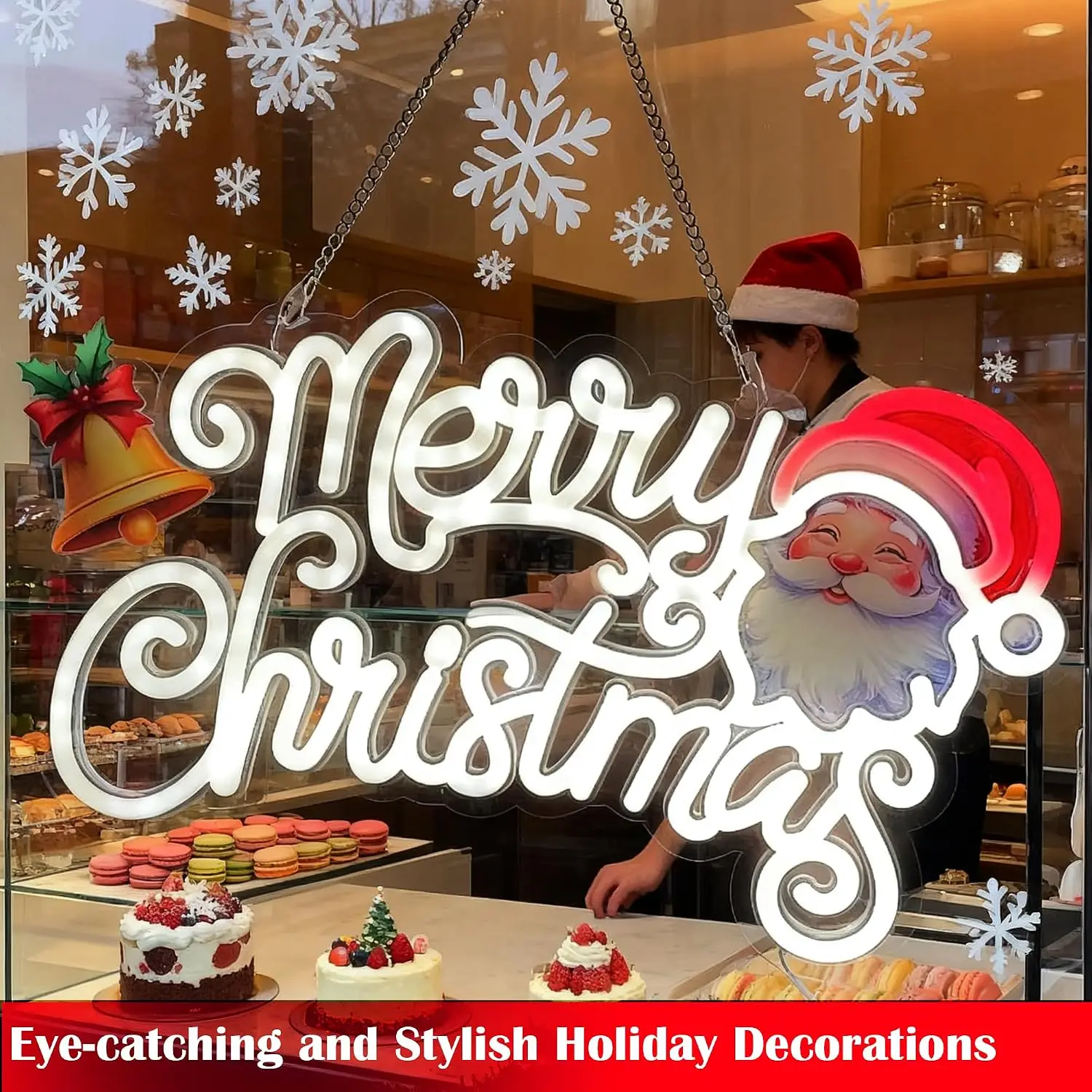 Merry Christmas LED Neon Sign USB Powered Wall Light for Shop Window Cafe Restaurant Home Party Store Festive Window Decor  Gift