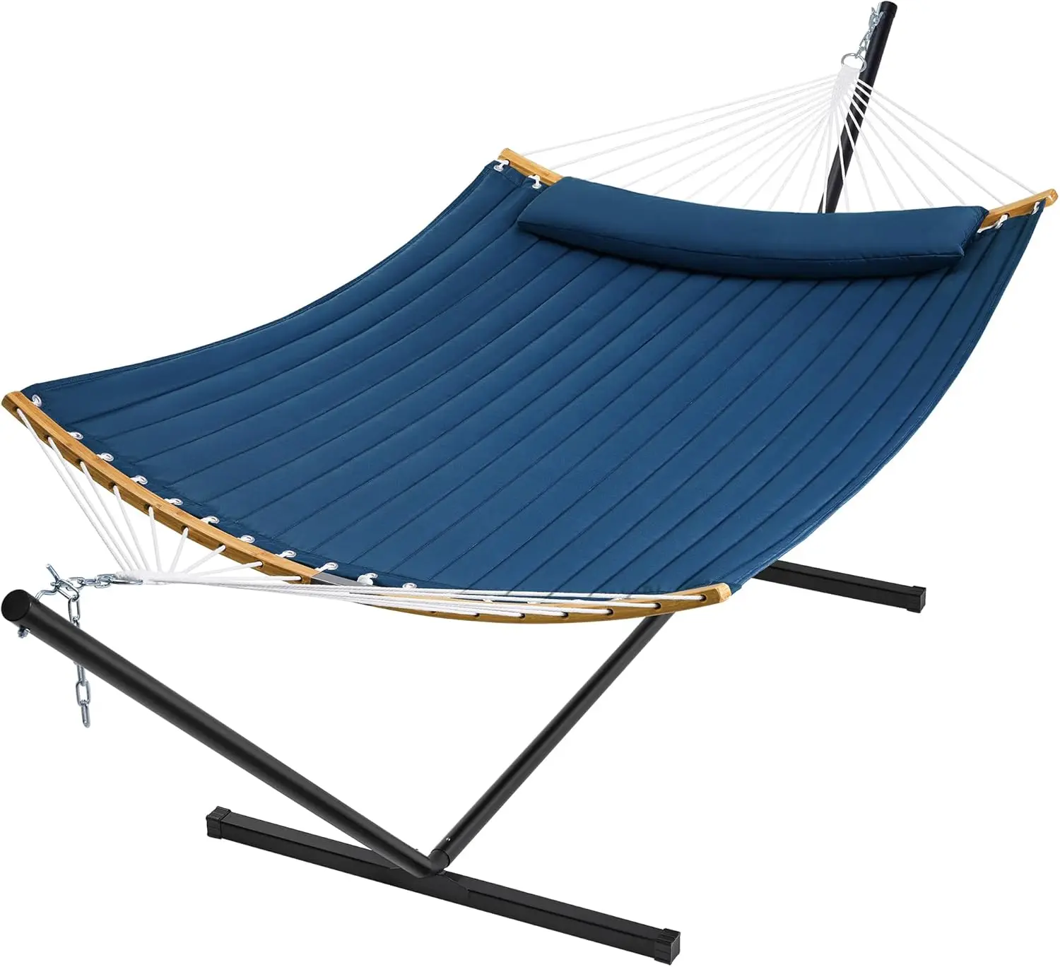 

Curved-Bar Hammock with Stand, 2 Person Heavy Duty Hammock Frame, Detachable Pillow & Portable Carrying Bag, Perfect for Outdoor