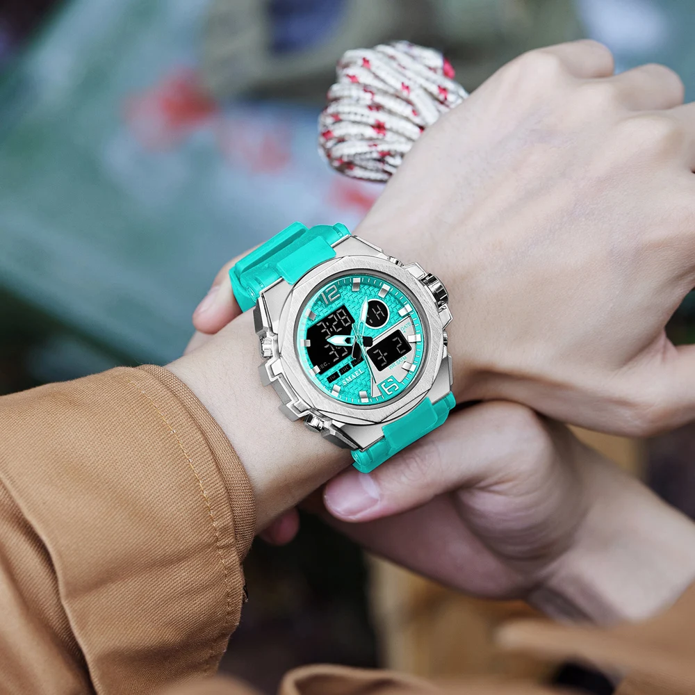 SMAEL Men\'s Quartz Watch Multi-Function Fashion Trend Outdoor Luminous Alarm Waterproof Digital Wristwatch for Sport Youth Clock