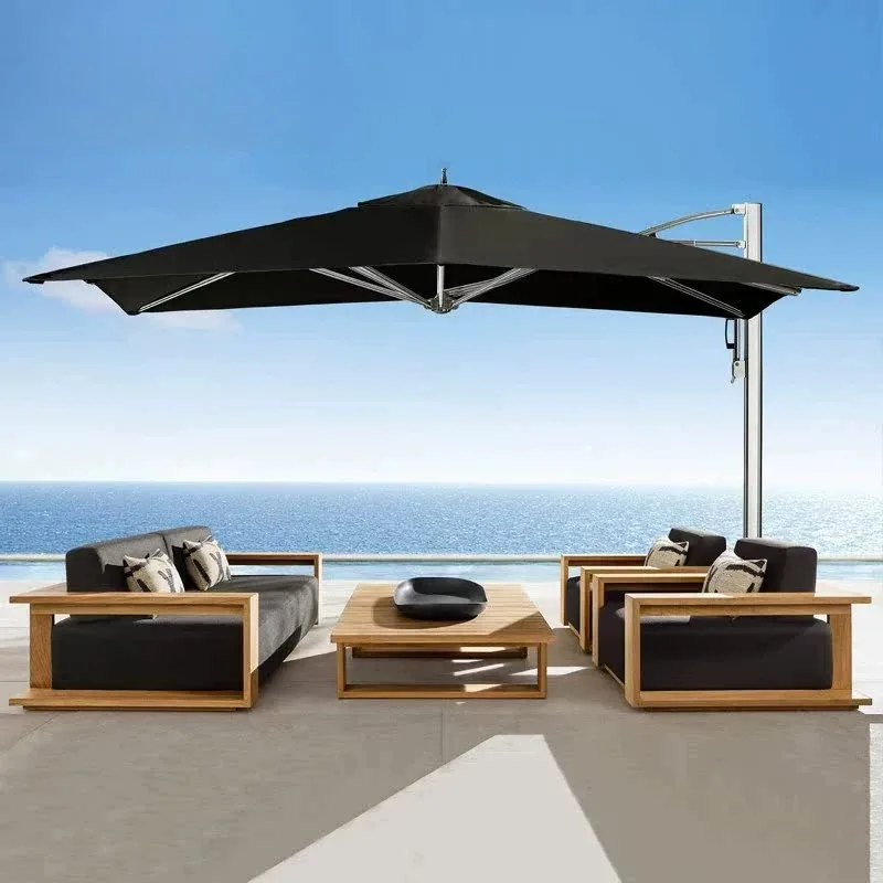 High-end villa solid wood  courtyard garden coffee table  leisure teak sofa resort bed and breakfast