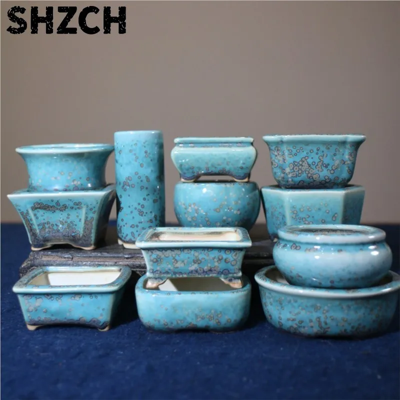 Yixing Purple Clay Flowerpot Mini Bonsai Pot Palm Sized Bonsai Thumb Pot Ceramic Handmade High-temperature Glazed Pot With Hole