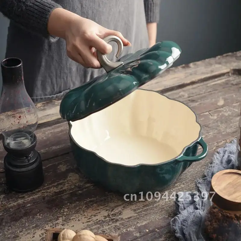 Pumpkin Enamel Stew Sets of Pot and Pans Iron Casserole Pots for Kitchen Glass Pan for Cooking Kitchenware Set Non Stick Food