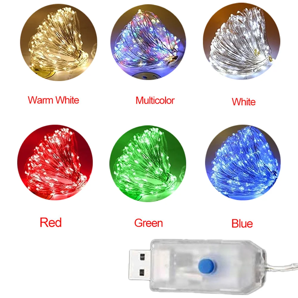 USB  LED 8 modes Copper Wire Garland Fairy String Light Waterproof Decoration Light for Christmas Party Wedding bedroom Decor