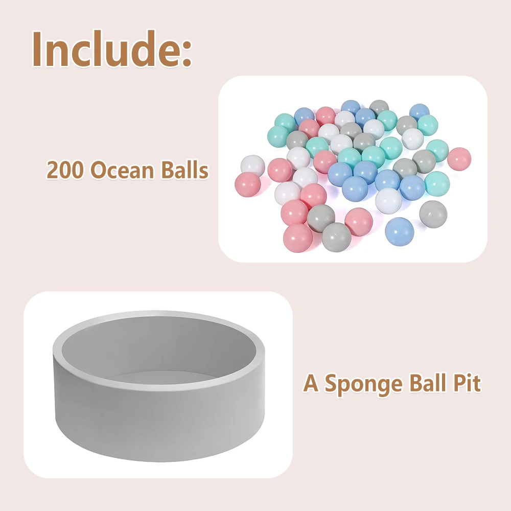 AnGku Ball Pit with Thickened Cotton for Toddlers 1-3 Playpen Ball Pool for Indoor and Outdoor Game Toy(Include 200 Ocean Balls)