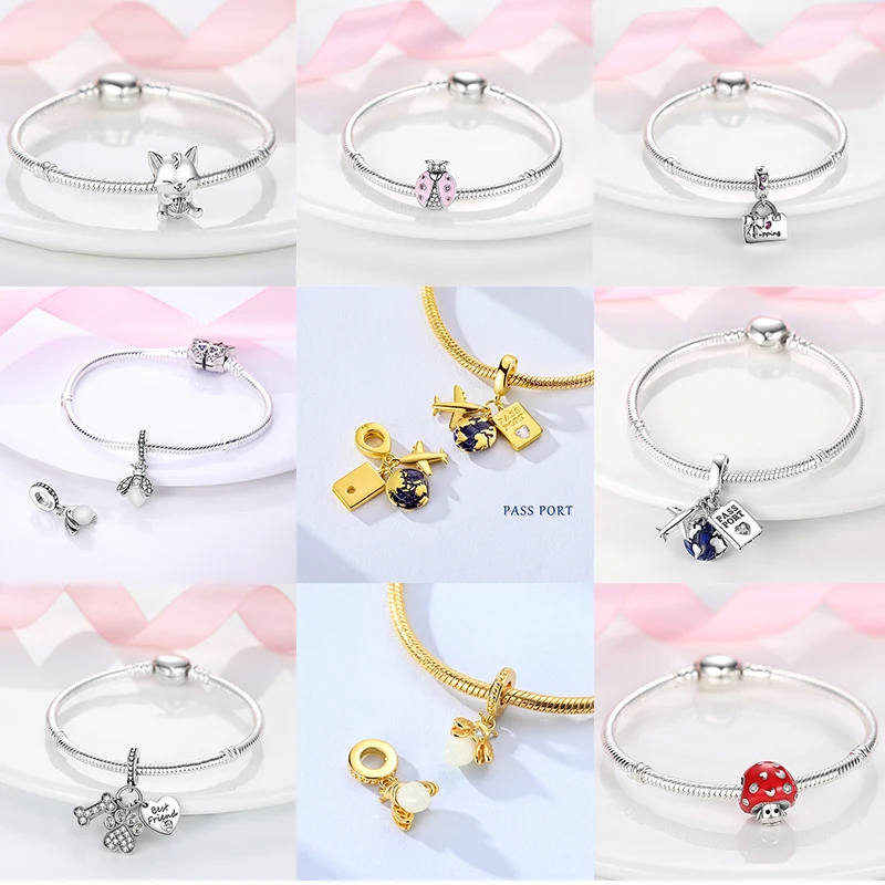 925 Sterling Silber Charm Herz Elefant Baum Reise-Perlenanhänger Passend für Europäische Armbänder DIY Damenschmuck Geschenk 2026 – Detail 2