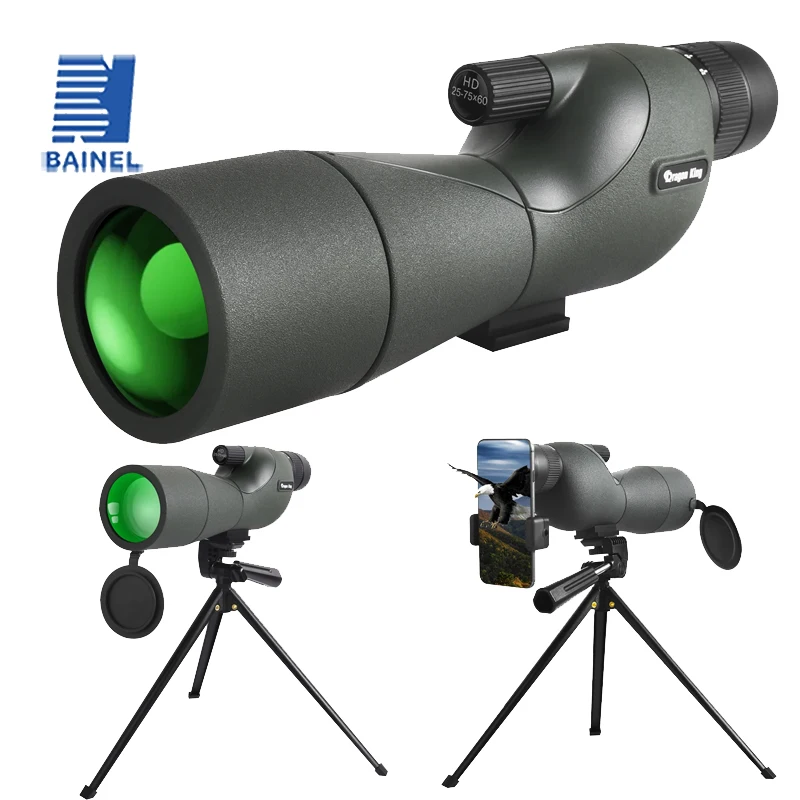 25-75x60 Telescope Spotting Scope Powerful Zoom Monocular FMC BAK4 Waterproof for Bird Watching Target Shotting with Tripod