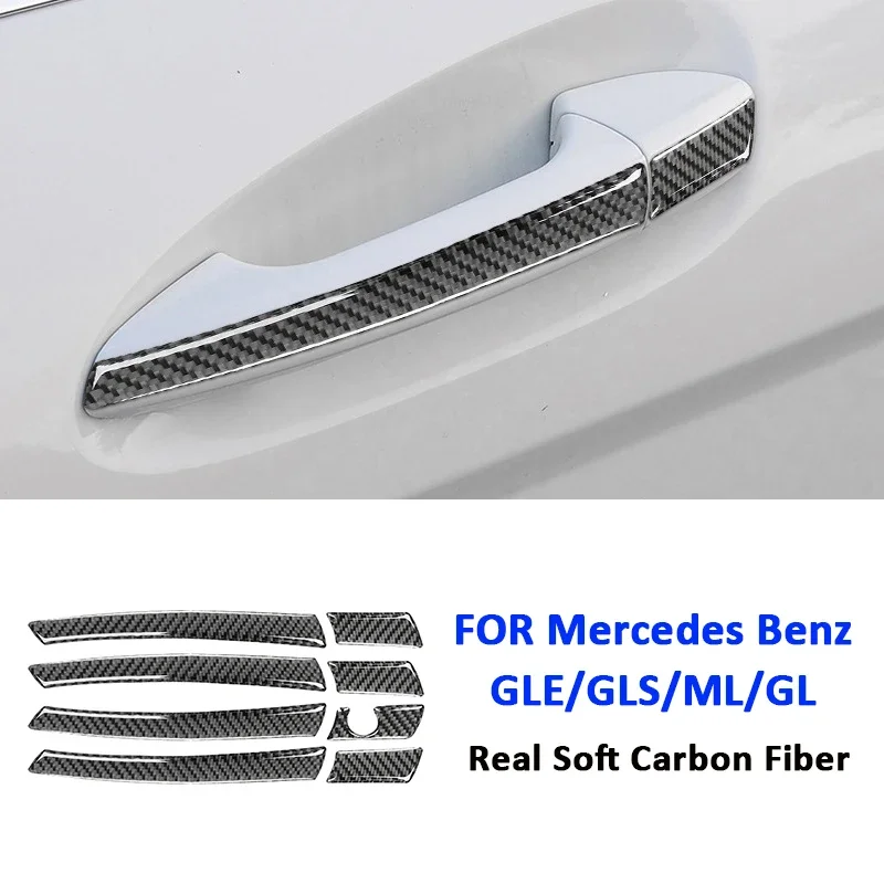 

Carbon Fiber Car Door Outer Pull Handle Trim Strips Exterior Accessories Decoration Sticker For Mercedes Benz GLE GLS ML GL