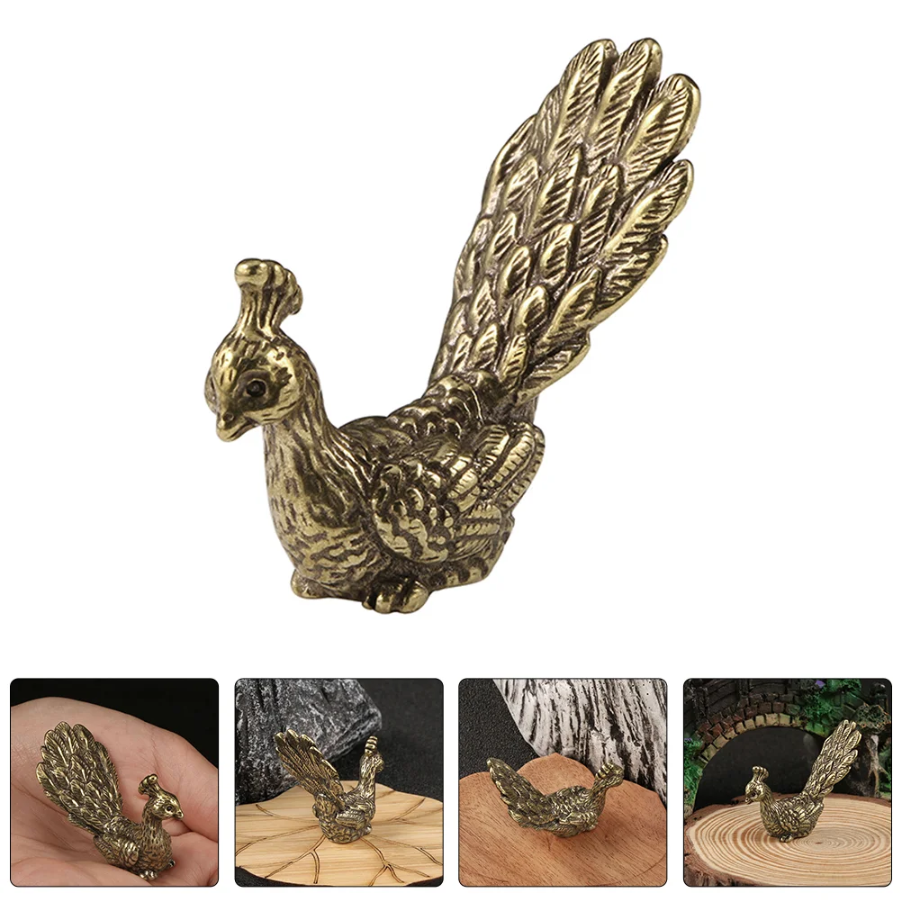 

Bronze Peacock Ornaments Desktop Decor Brass Craft Statue Chinese Style Creative Golden Statues