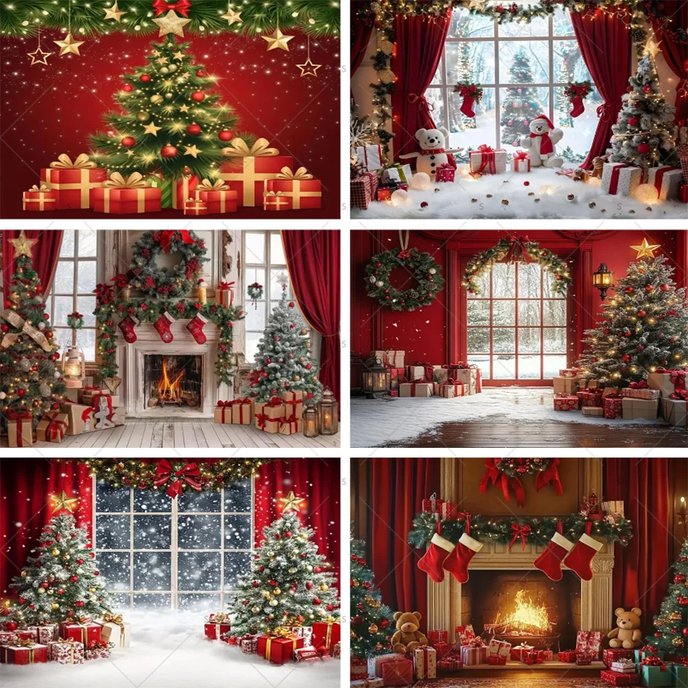 Weihnachten Party Dekoration Winter Kamin Weihnachten Baum Hintergrund Baby Dusche Liefert Banner Foto Prop Hintergrund Kinder Geschenk
