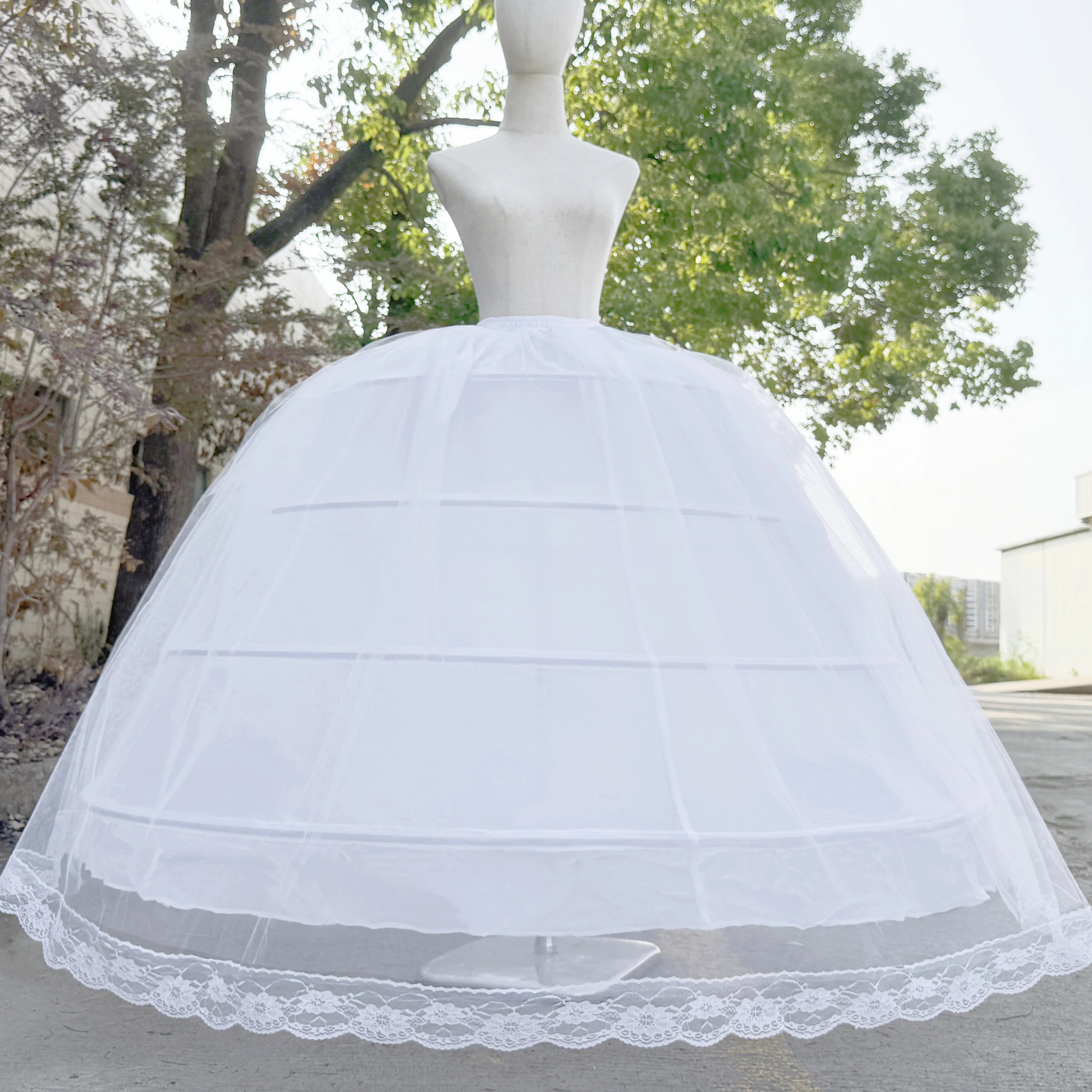 New Arrival 4 Hoops Quince Ultra Fluffy Puffy Petticoat  2 Layer Crinoline for Wedding Dress Bridal Underskirt
