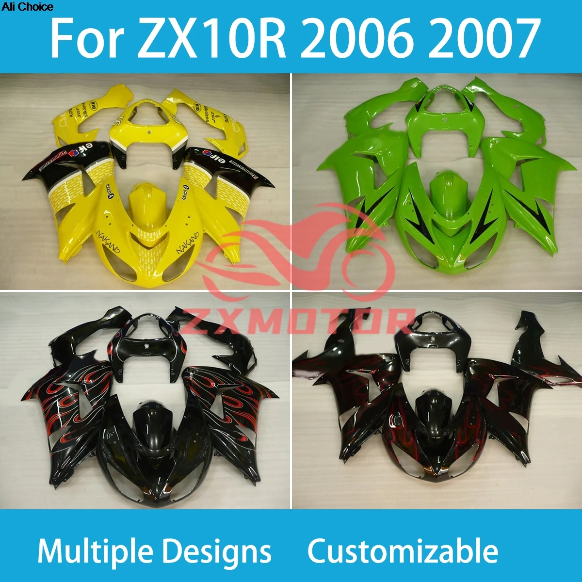 

New ZX10R 2006 2007 Hot Style Fairings for Kawasaki Ninja ZX 10R 06 07 Motorcycle Fairing Set Bodywork Panel Kit Fit