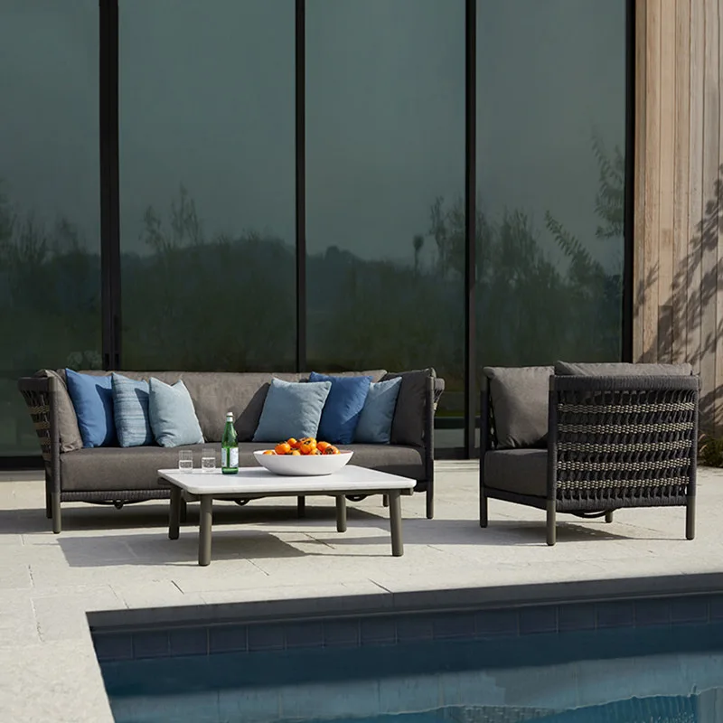 야외 라탄 소파 클래식 가구 원형 조합 발코니 빌라 B&B 야외 야외 마당 정원