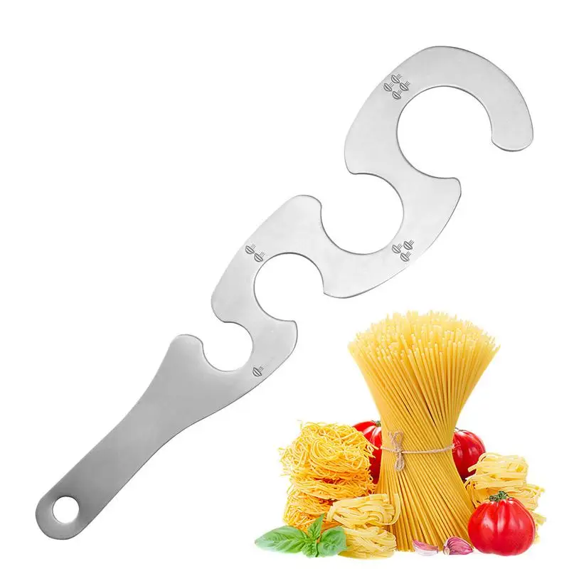 Stainless Steel Pasta Medida Régua, 4-Hole, Cozinha Gadgets, Régua Aid para Crianças, Homens, Mulheres e Famílias