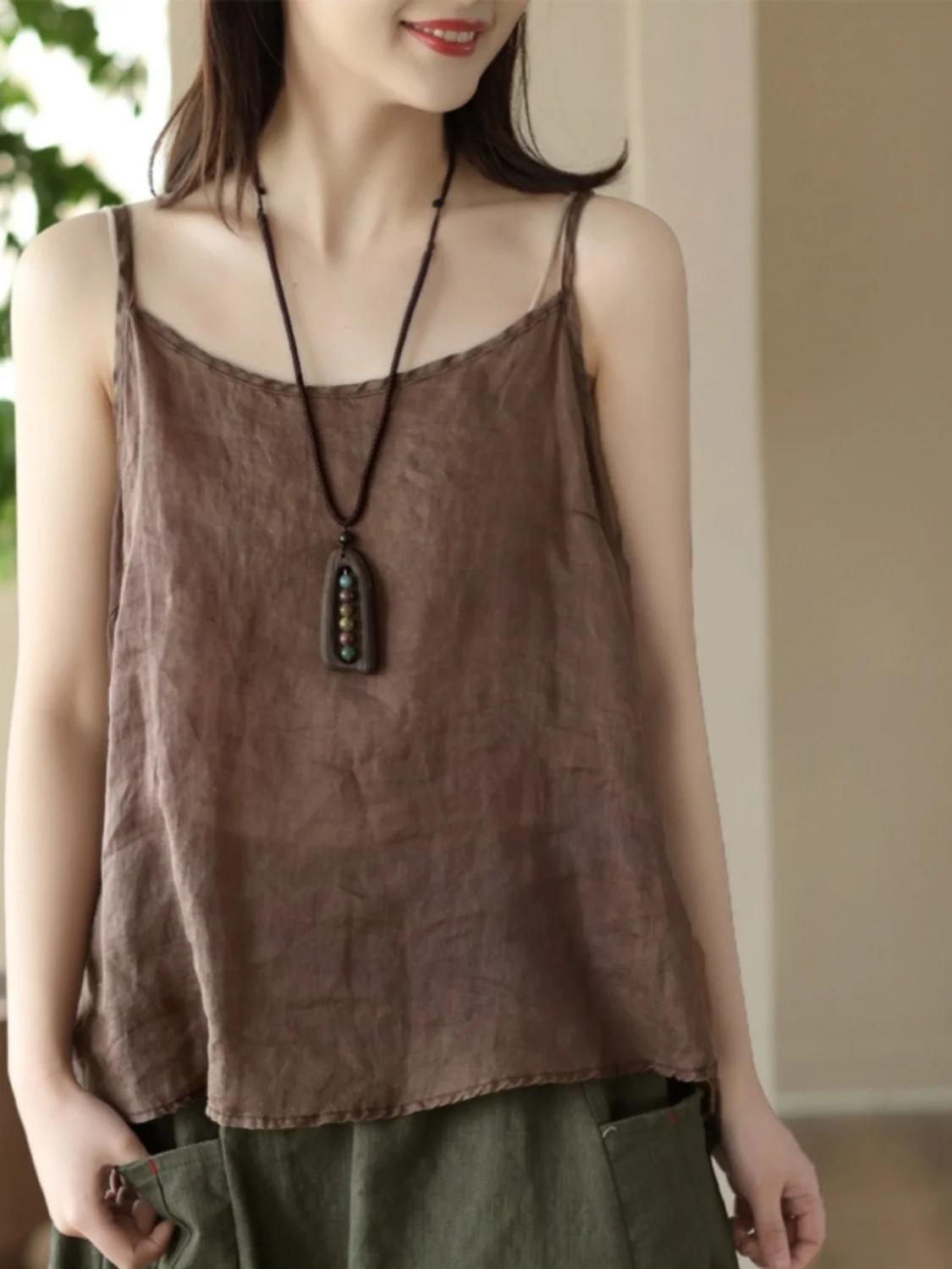 

Корейский японский летний тонкий льняной жилет, женский летний повседневный внутренний костюм, верхняя одежда, художественный цветной хлопковый топ