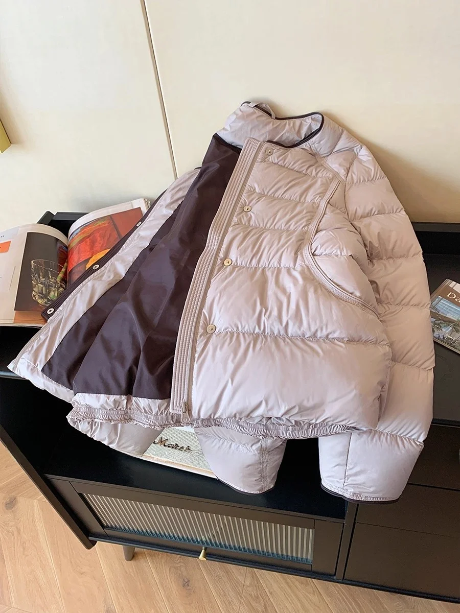 Koreaanse Sle Thiened Katoen Jaet ronde Ne Dames Winter High-End Veelzijdige Warme Bovenkleding Woon-werkverkeer Loose Fit Lange Sve