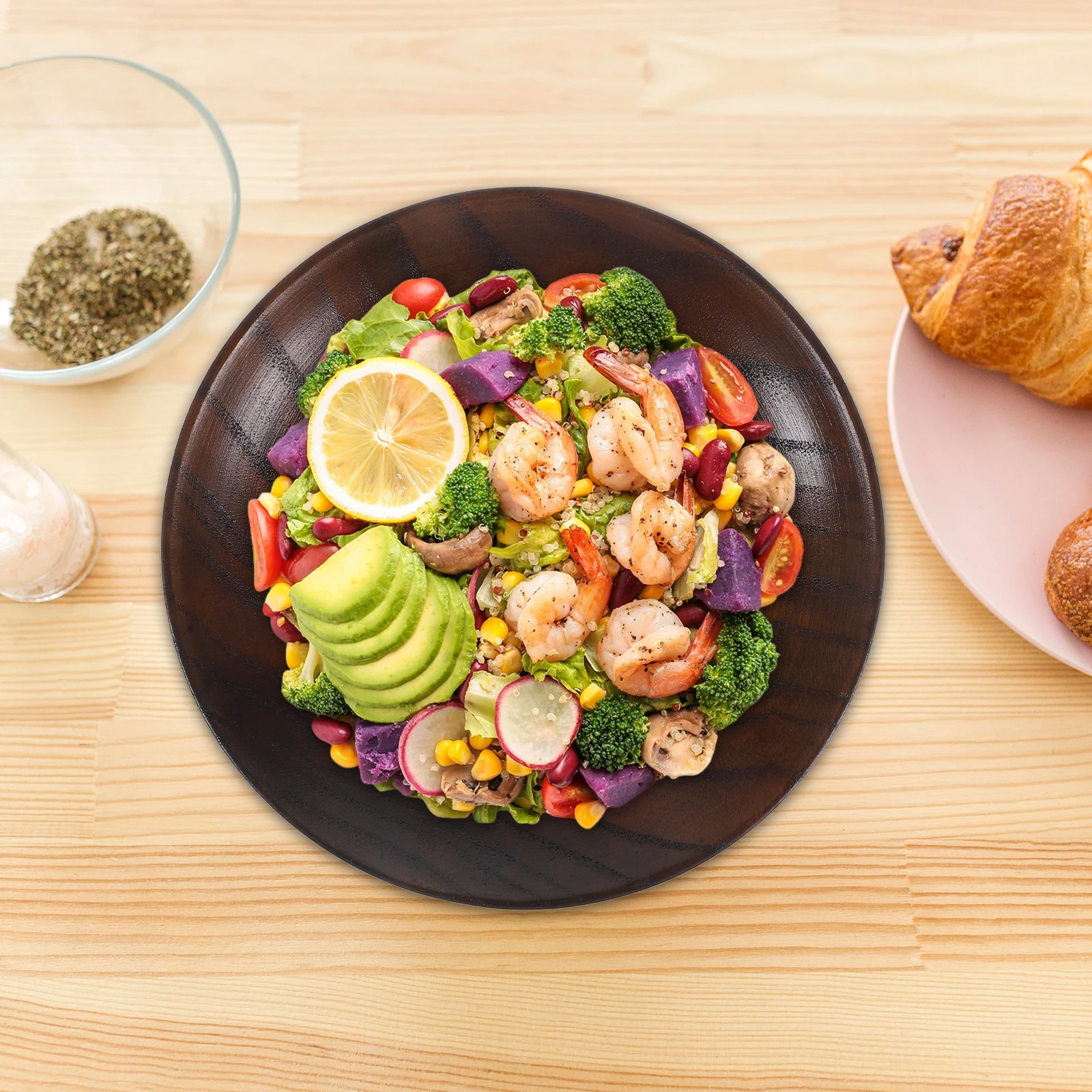 

Wooden Dish Snack Bowl Soy Sauce Dish Home Hotel Restaurant Wooden Plate Round Home Dessert Plate Food Storage Kitchen