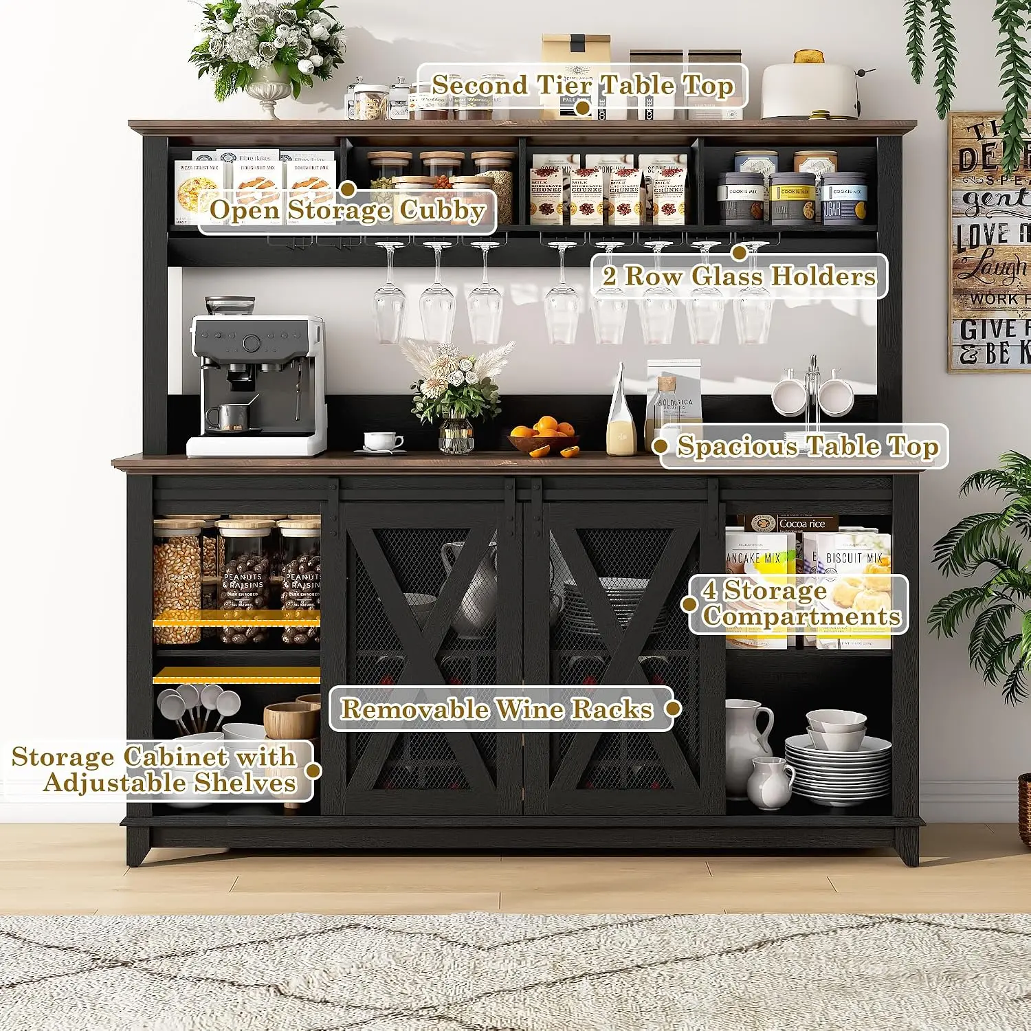 Farmhouse Coffee Bar Cabinet 6