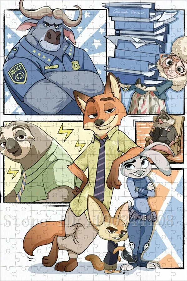 Puzzle de dessin animé Disney Zootopia pour enfants, jeux familiaux, jouets créatifs, loisirs, intelligence, 35 pièces, 300 pièces, 500/1000 pièces