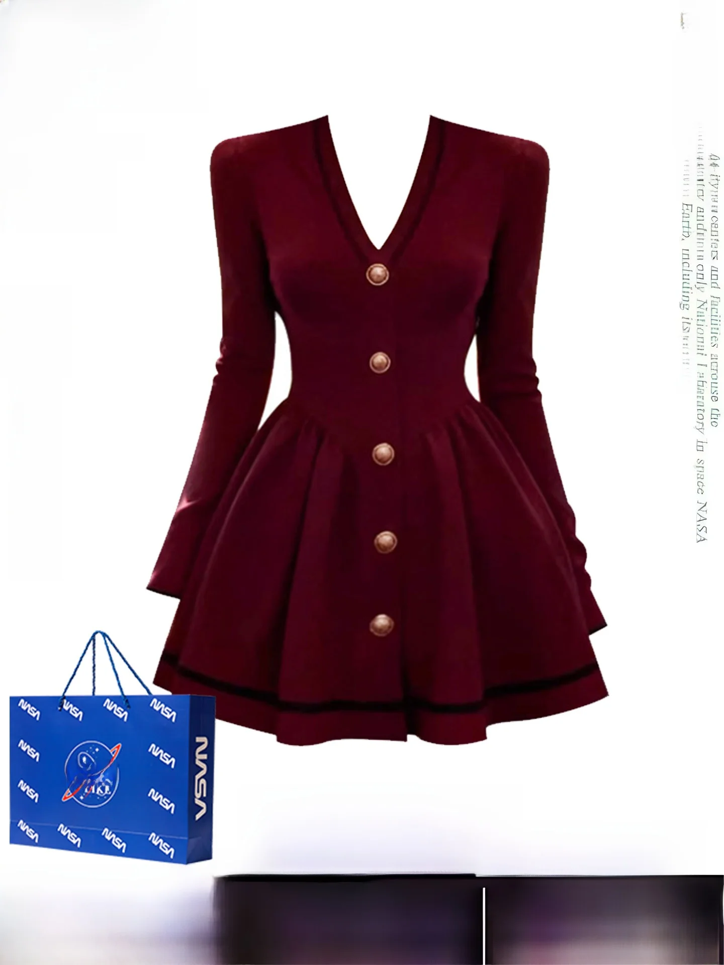 

Красная женская юбка А-силуэта с V-образным вырезом, осень-зима 2026, новая, с завышенной талией, утягивающая, для офиса, из полиэфирного волокна