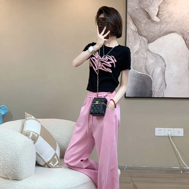 

Netizens Fried Street Sports Casual Suit Women's Summer Faion Set Student School orm Work orm M-6527 MI Spring
