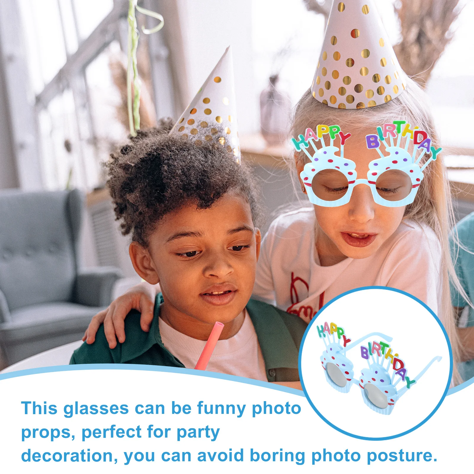 

2Pcs Birthday Party Glasses Letter Design Funny Cosplay Glasses Lightweight Photo Props Light Green Cosplay Party Eyeglasses