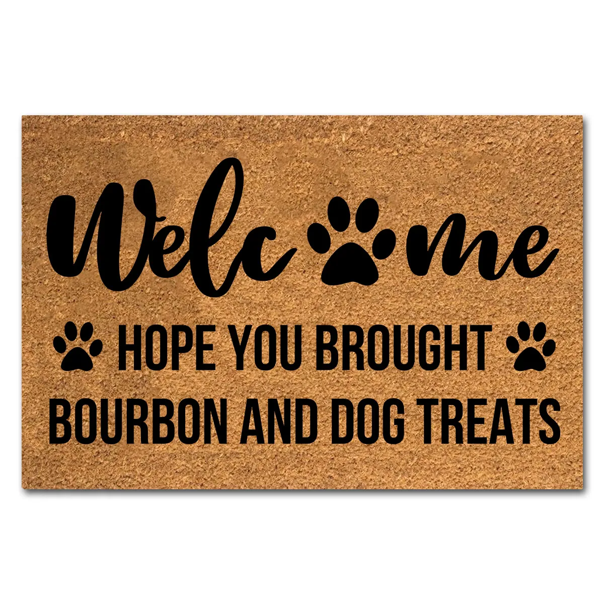 Funny Coir Doormat Hope You Brought Bourbon and Dog Treats Front Door Mat Entryway Outdoor Mat with Heavy Duty Porch Decor