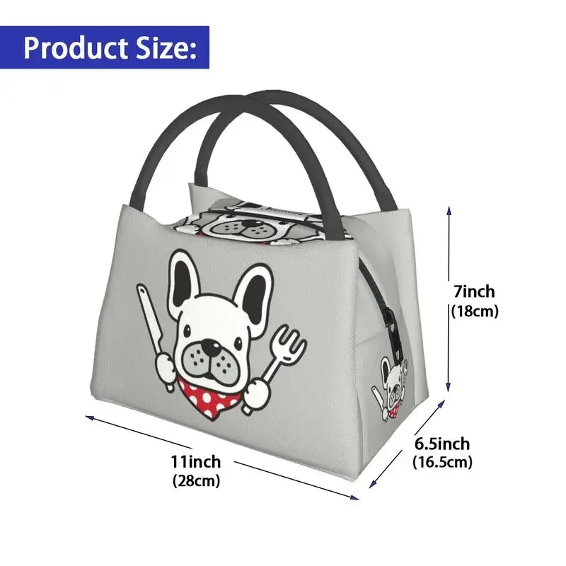 Funny French Bulldog Insulated Lunch Bags for Women Resuable Frenchies Dog Thermal Cooler Lunch Box Office Picnic Travel