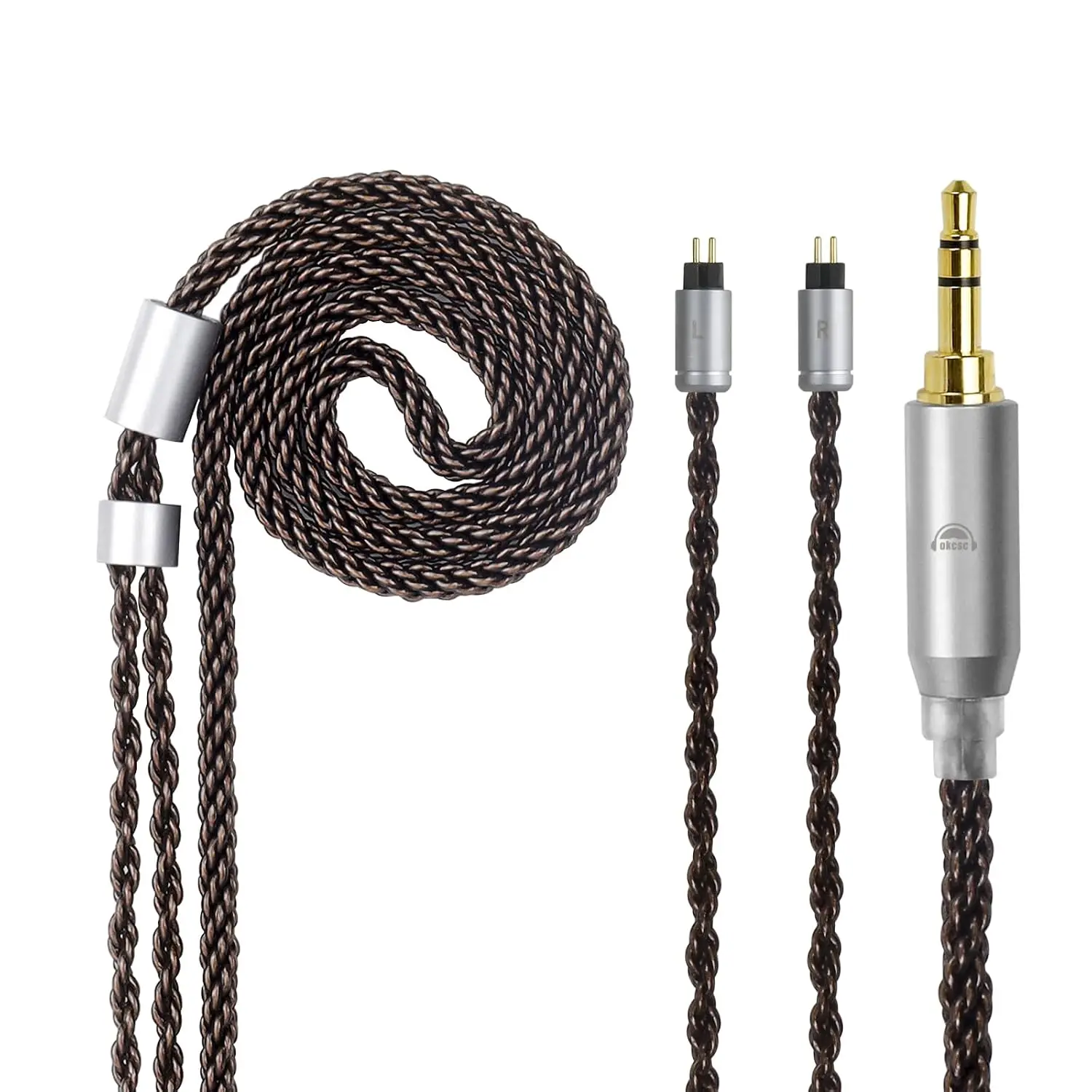 OKCSC 0.78mm 2‑Pin Upgrade Replacement Silver‑Plated IEM Cable 8‑Core OFC Audio Cord 4FT Length 3.5mm Plug for KZ ED16 ZSA ES4 ZSR ZST ZS10 ZS5 ZS6 view 6