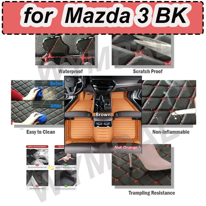 

РОСКОШНЫЕ автомобильные коврики на заказ для Mazda 3 BK 2003 2004 2005 2006 2007, авто роскошные кожаные мужские и женские автомобильные коврики