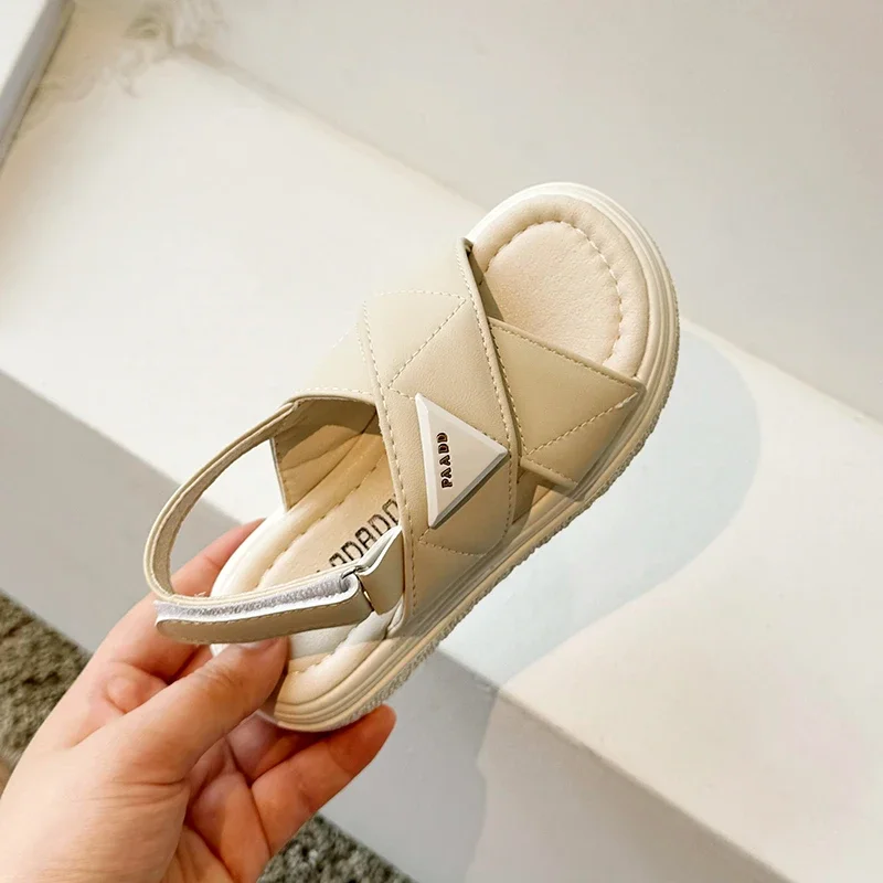 Summer Girls Sandals Children Breathable Anti-slip Beach Sandals Little Princess Fashion Pure Color Summer Shoes