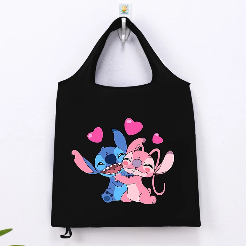 Disney Lilo&stitch Large Folding Shopping Bag Easy To Carry Reusable Large Capacity Eco-Friendly Storage Tote Handbag Bags