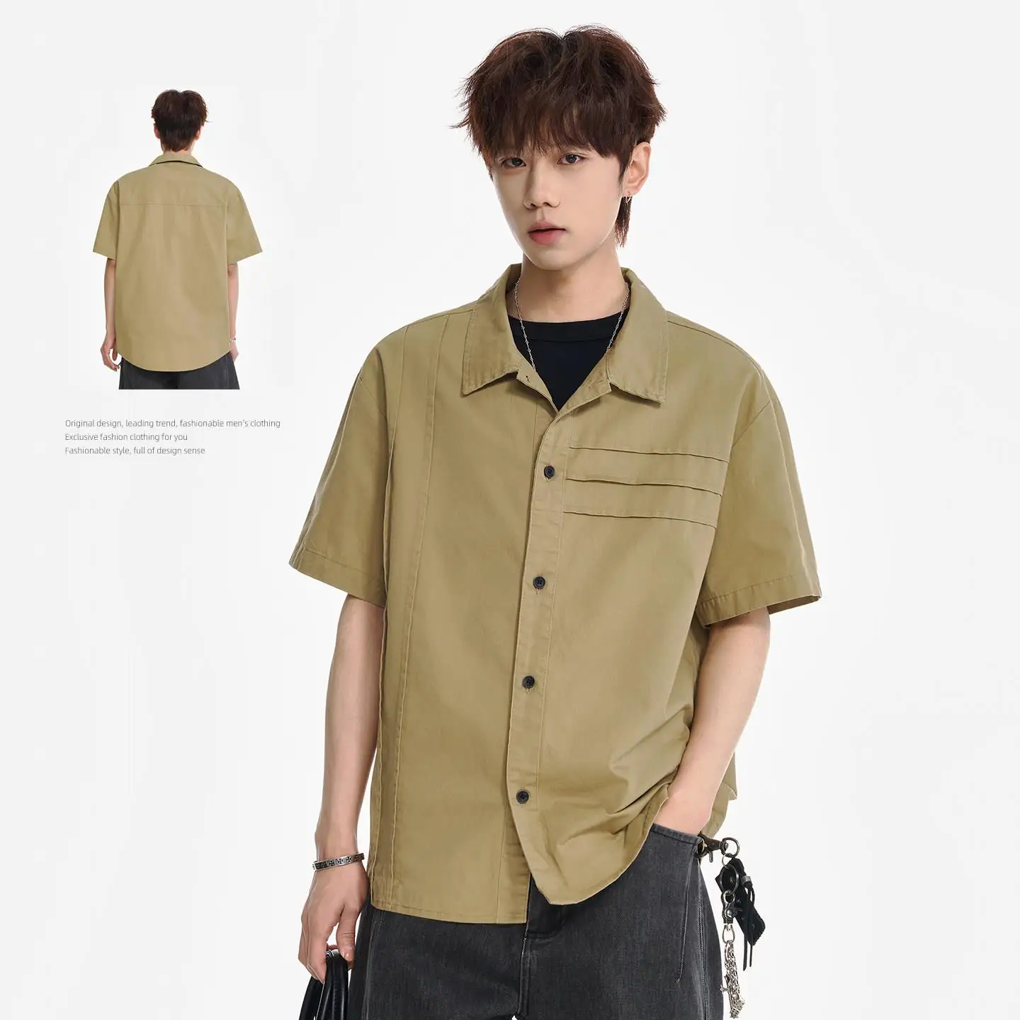 

100% Pure Cotton Short Sleeve Casual Shirt Men's Loose Fit Summer 2026 New Style Versatile Outerwear Shirt Breathable Comfort...