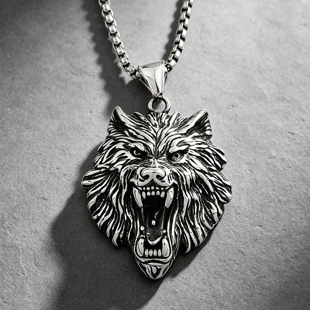 Norse Odin Fenrir Wolf Necklace Unisex Antique Stainless Steel Warrior Strength Talisman Collector Jewelry Gift Dropshipping