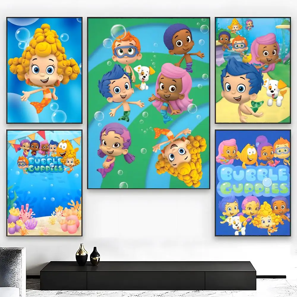 ANIME B-Bubble Guppies Poster Wall Art Print Art Suitable for Living Room Bedroom Bar Parlor Home Decor Gift