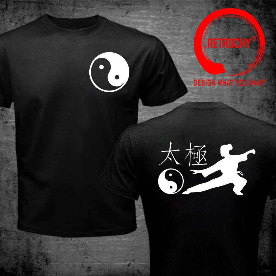 Tai Chi Martial Art Women Men Cotton Tshirt Chinese Martial Arts Graphic Silhouette Print Tops Street Fashion Hipster Femme Gift