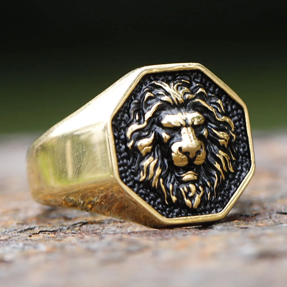 2024 Detailed Stainless Steel 3D Lion Head Rings For Men Women Punk Trendy Domineering Vintage Animal Jewelry Gift