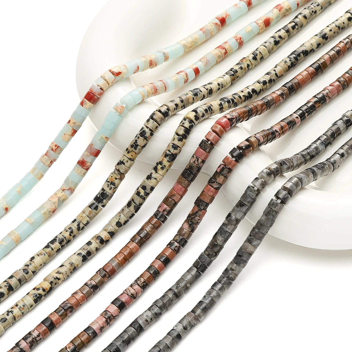 4x2mm 20pcs Natural Tube Stone Beads Spacer Gemstone Beads for Jewelry Making DIY Bracelet Earrings Necklaces Accessories