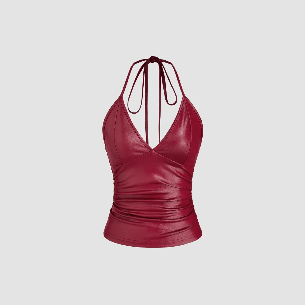 

Sexy Leather Strap Top Women's Faion Nightclub Cross-Border Spring Summer Trendy Versatile DIY Knitting Material Bag