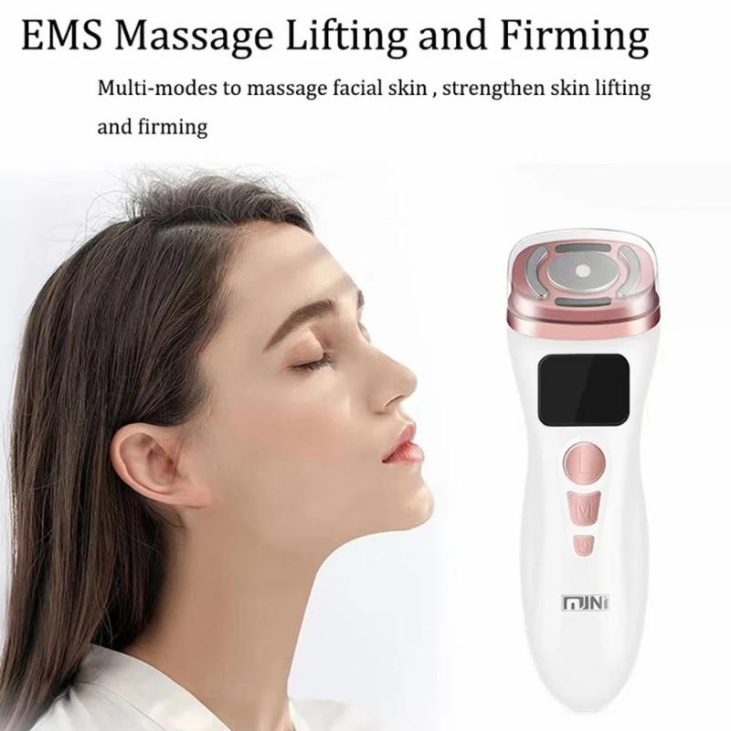 

Home three-in-one portable ultrasonic radio frequency EMS beauty instrument multifunctional skin rejuvenation wrinkle anti-aging