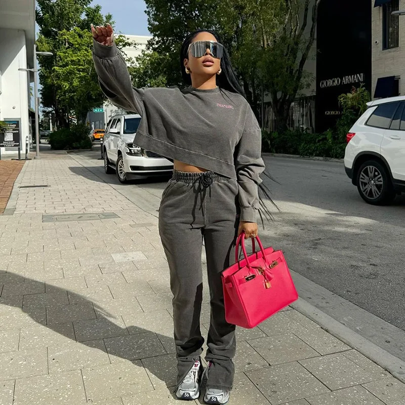 

2024 Autumn Emboridery 2 Piece Pant Set Outfits Women Coats Joggers Tracksuit Sexy Elegant Sweatsuits Winter Two Piece Sets