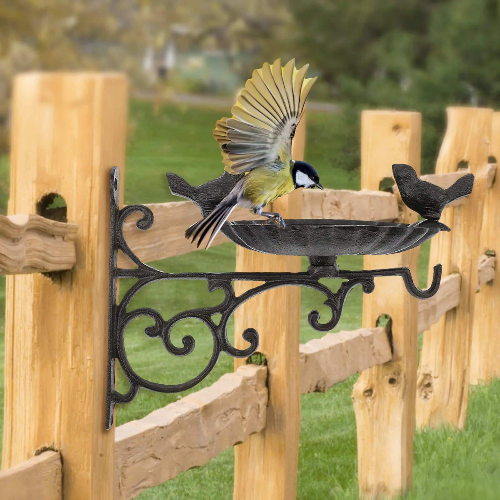 

Wall Mounted Cast Iron Bird Feeder Multipurpose Platform Bird feeders for Garden Decort Wild Birds Fence Tree Mount Bird Feeder