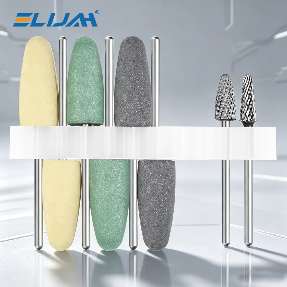 

Dental Lab Resin Base Polishing Kit 6Pcs Silicone Polisher + 2Pcs Tungsten Carbide Burs HP for Low Speed Denture Grinding