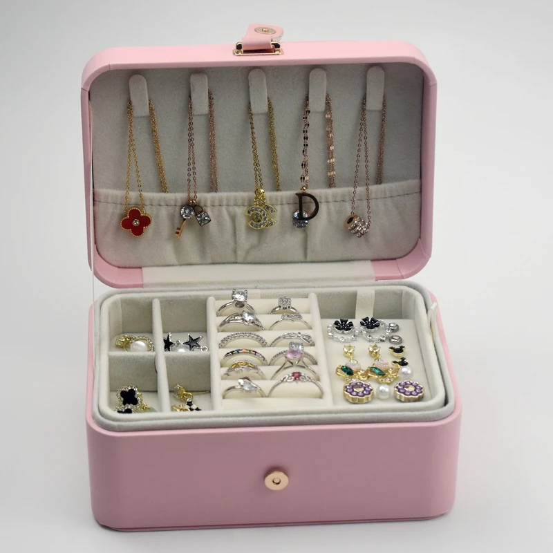 2025 New Fashion Portable Jewelry Storage Box Travel Organizer Jewelry Case Leather Storage for Earrings Necklace Ring Jewelry