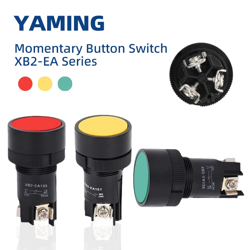 

XB2-EA Series Flat Push Button Switch 22mm Momentary Reset NO NC XB2-EA142 EA131 EA121 EA135 EA145