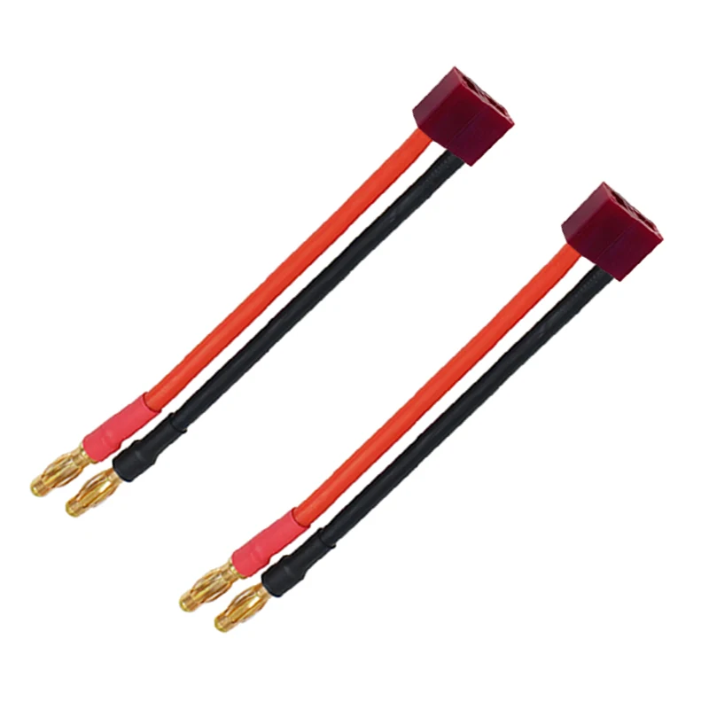 1/2Pcs Charge Lead Deans Female T Plug to 4.0mm Gold Plated Banana Connector Wire Cable 12awg 10cm for Lipo Battery Charger